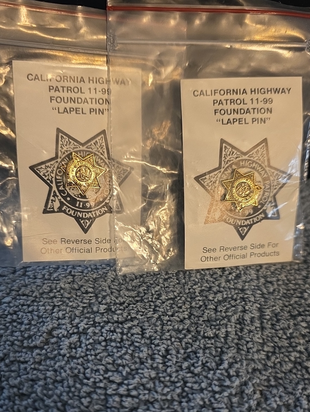 California Highway Patrol Gold Lapel Pin - Pack of 2   11-99 Foundation